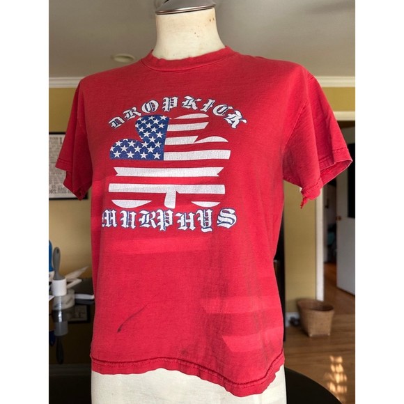 RARE Vtg Dropkick Murphys Try Burning This One USA Flag Irish Clover Band Tshirt - Picture 5 of 12